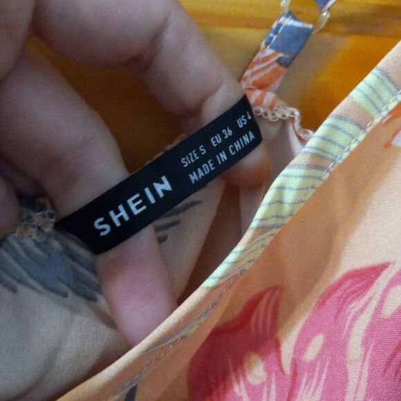 Shein Orange Tropical Dress Size Small - Picture 4 of 5